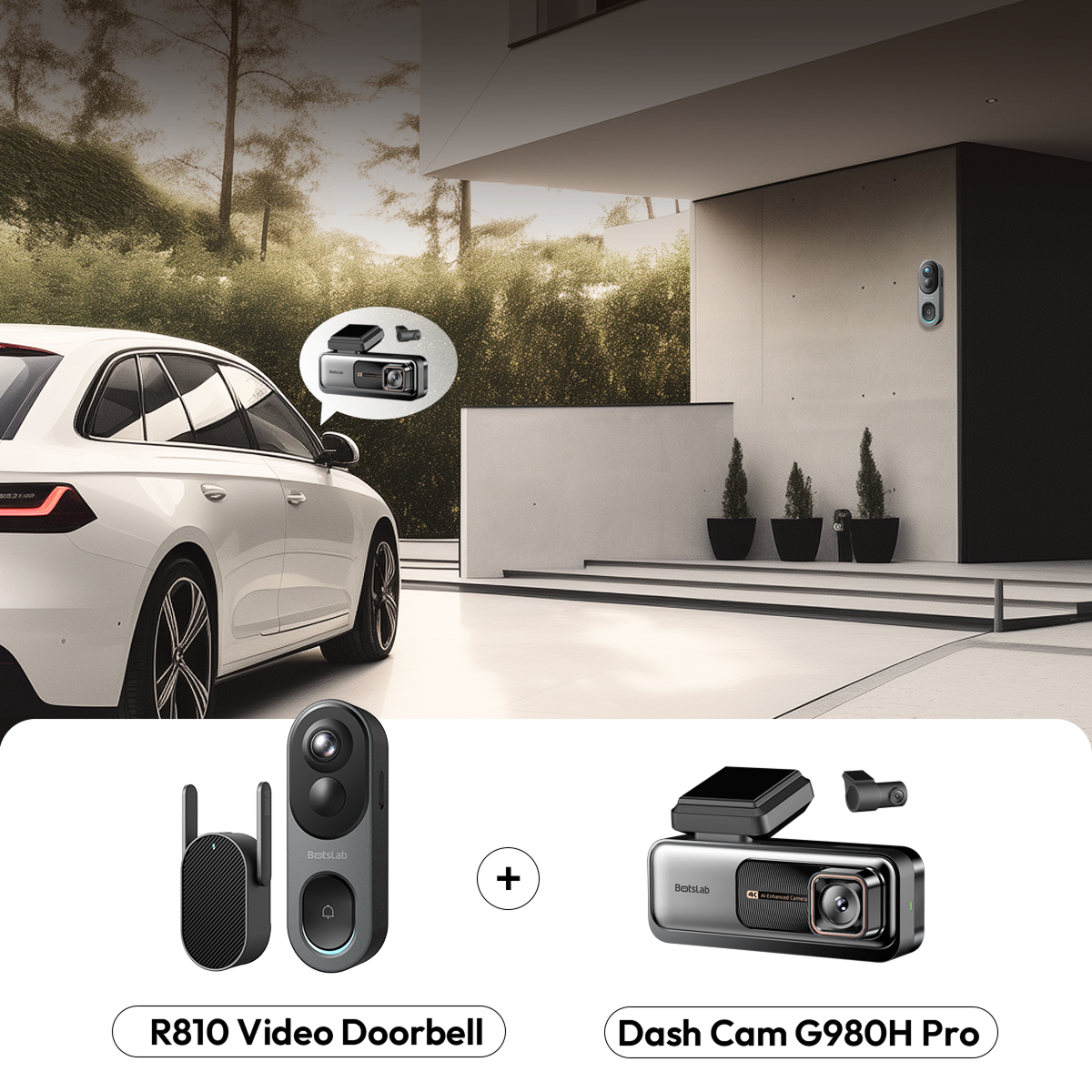Home & Drive Security EU Bundle: G980H Pro Dash Cam + R810 Video Doorbell