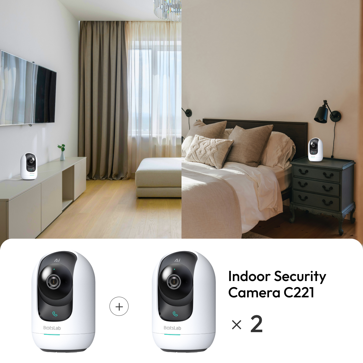C221 3K / 5MP HD Indoor Security Camera (2 Packs)