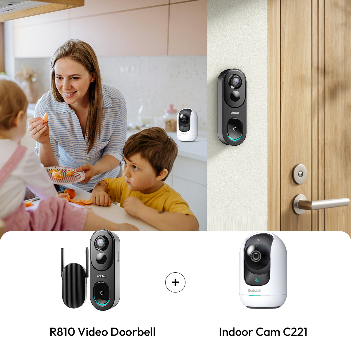 Home Security Bundle: C221 Indoor Camera + R810 Video Doorbell