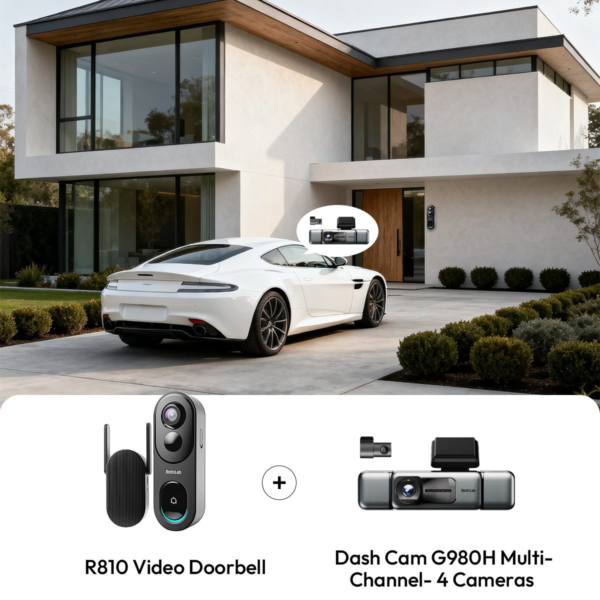 Home & Drive Security Bundle: G980H 4-Channel  Dash Cam + R810 Video Doorbell