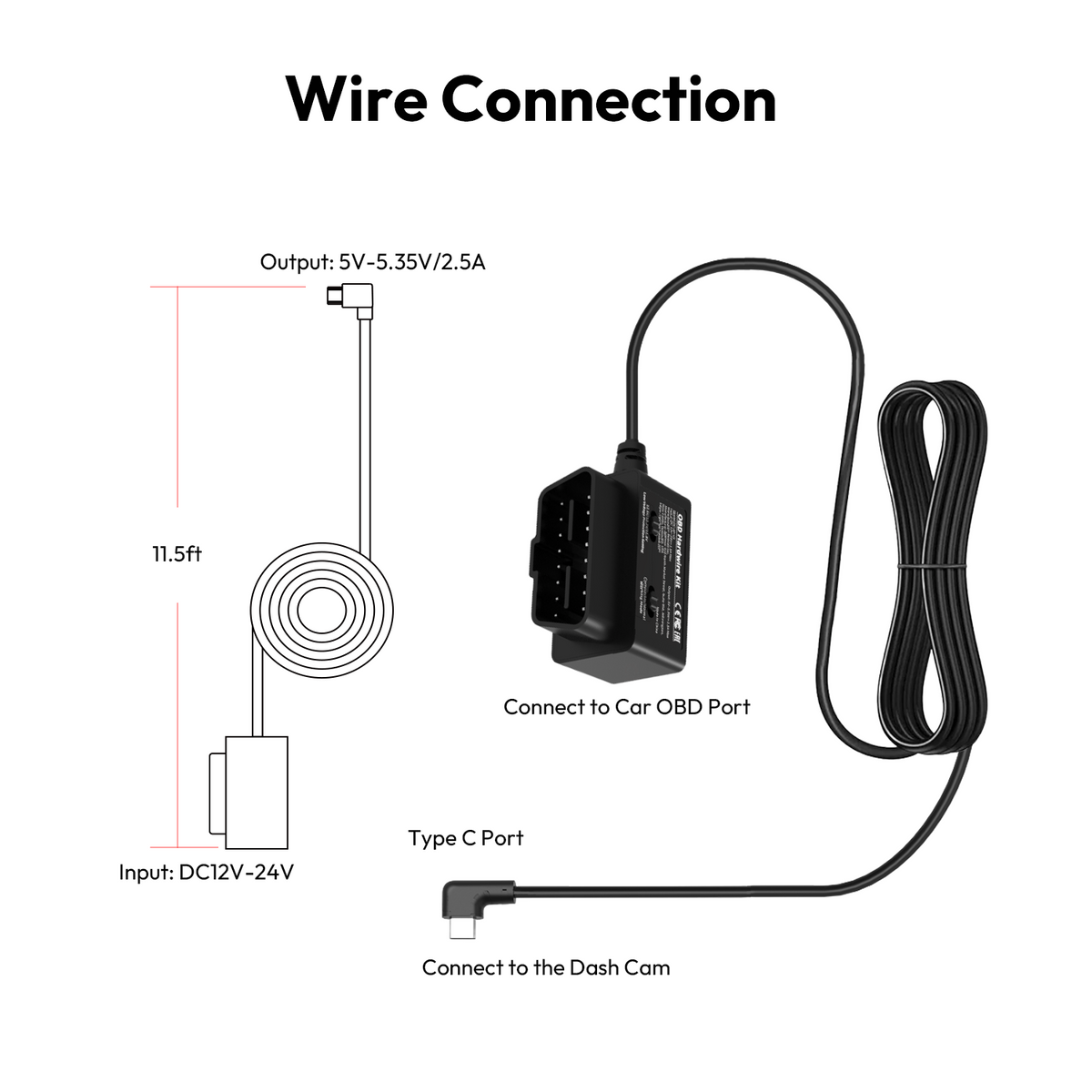 OBD Hardwire Kit for G980H Series Dash Cams