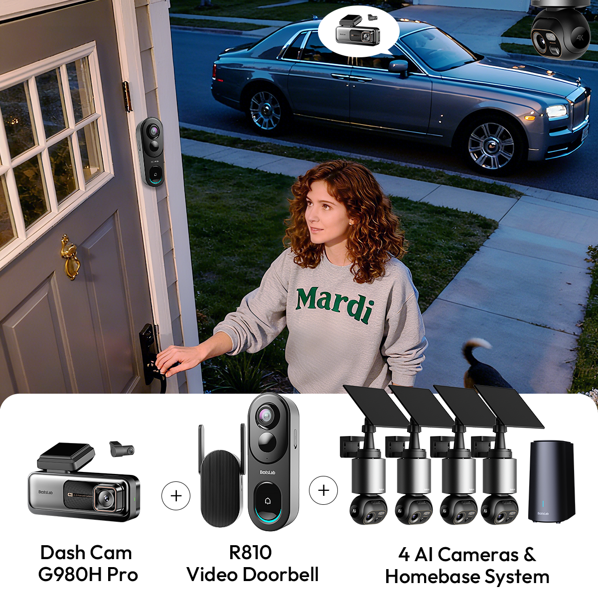 Home & Drive Security Bundle: W510 (4-Cam Kit) + G980H Pro + R810