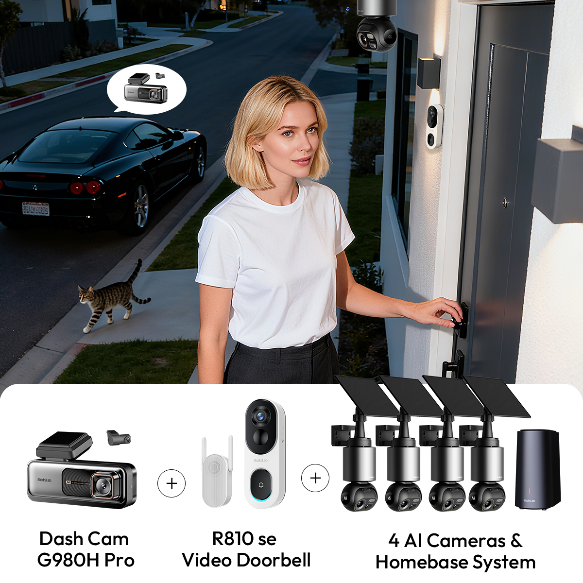 Home & Drive Security Bundle:  W510 (4-Cam Kit) + G980H Pro + R810 SE