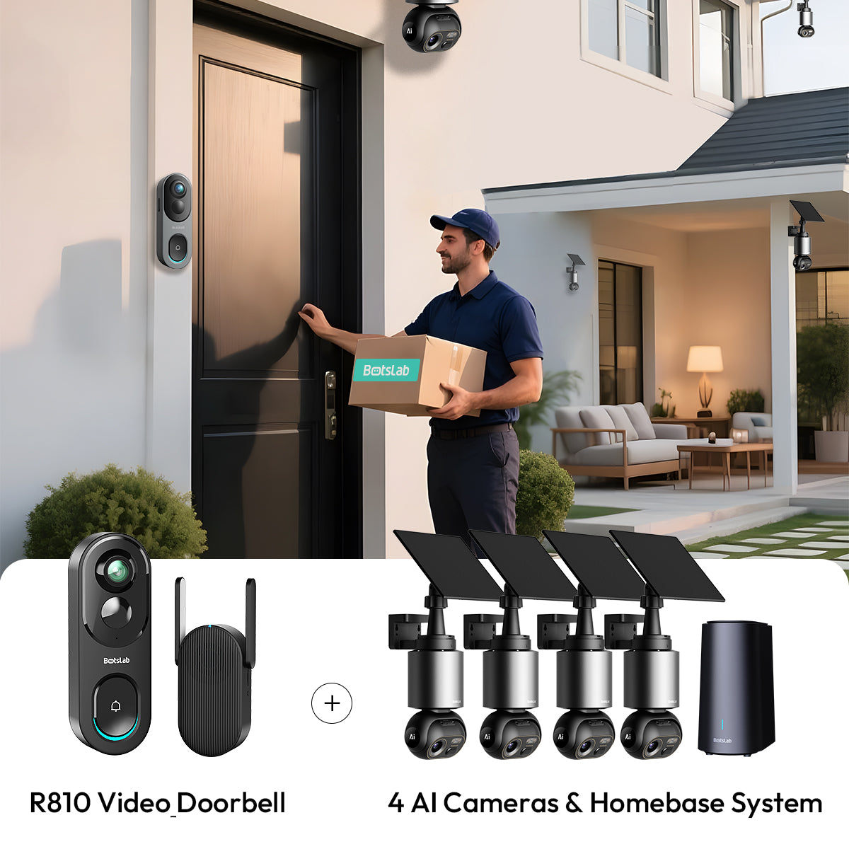 Home Security Bundle: R810 Video Doorbell + W510 Outdoor Camera