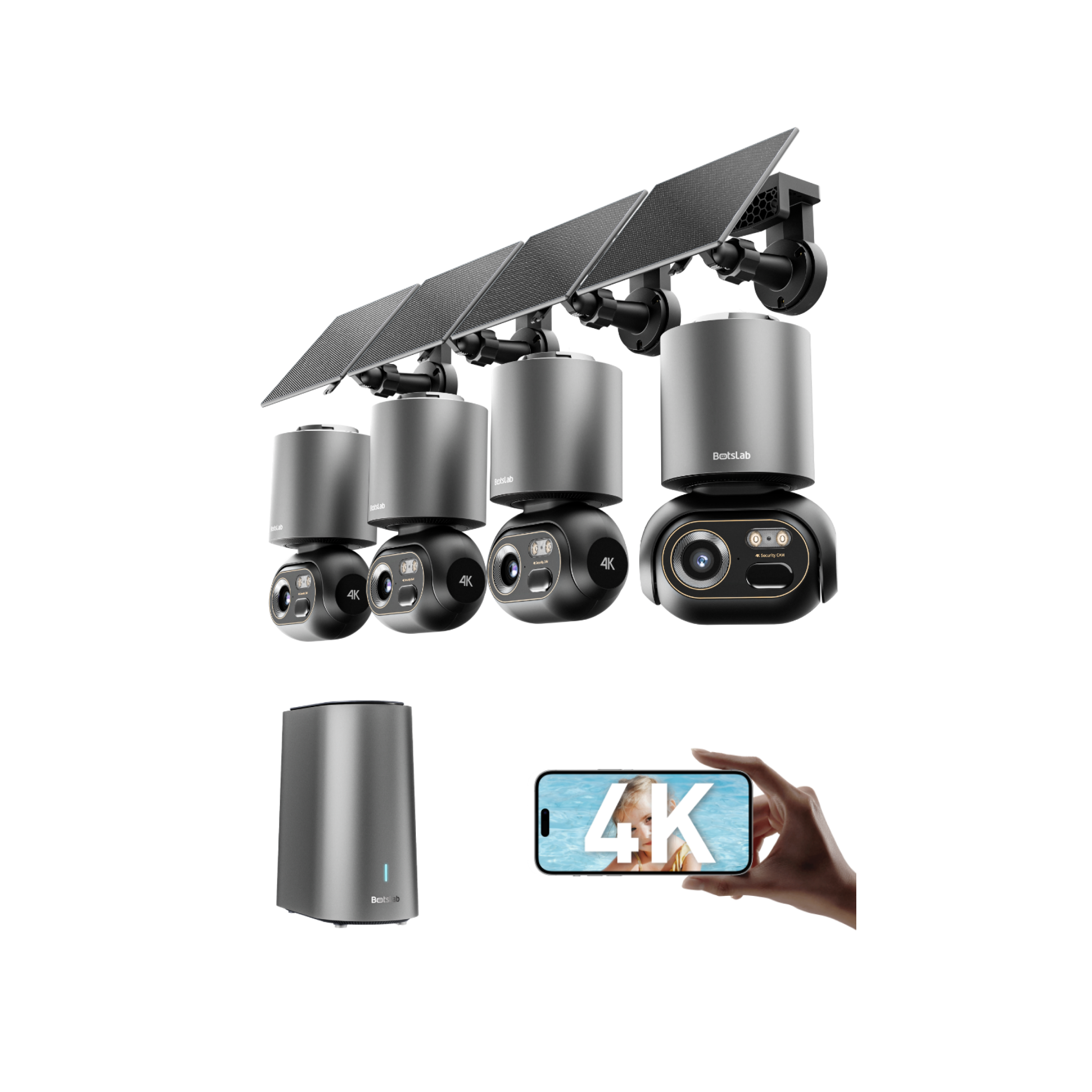 W510 4K AI Security Camera System | 4-Camera Kit